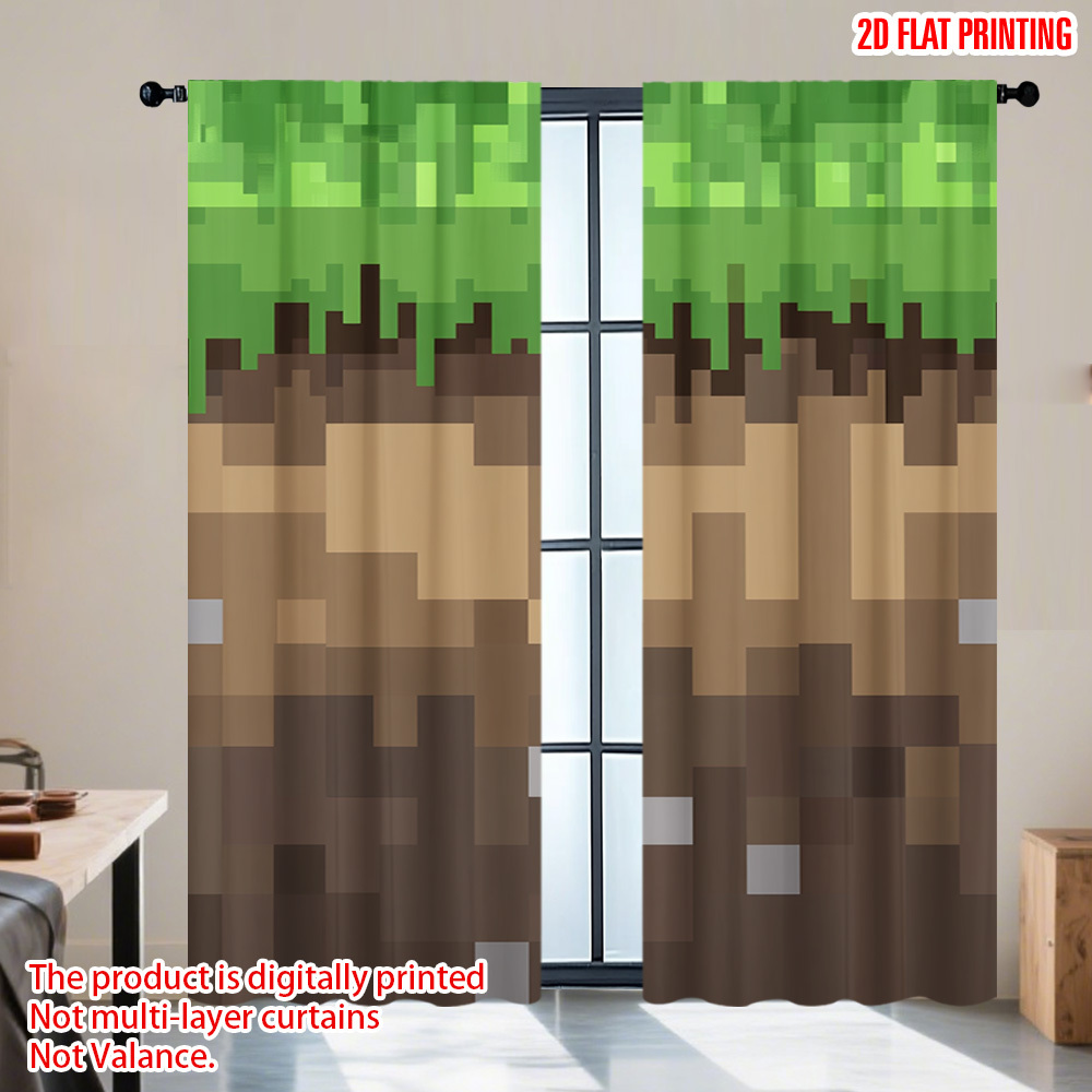 Home Decor Youtube Videos - 2 шт. шторы с пиксельными земными