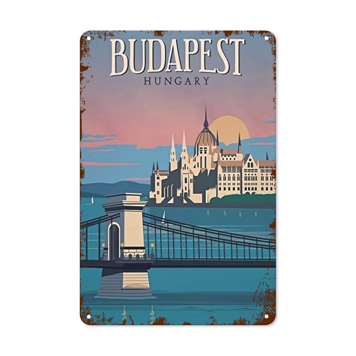 Home Decor Store - Винтажная жестяная табличка «Будапешт», металлическая ретро-вывеска