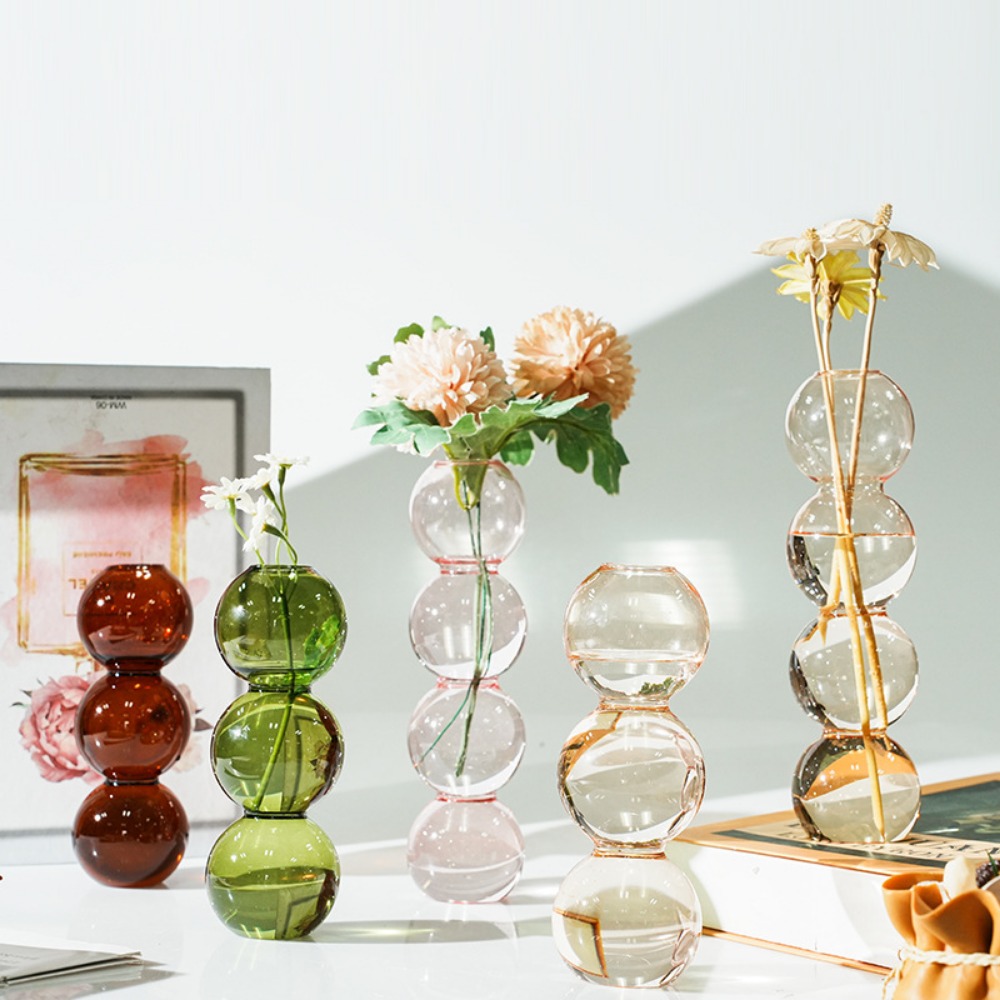 Glass Vase Nordic - Простой стиль, красочная стеклянная ваза, прозрачный