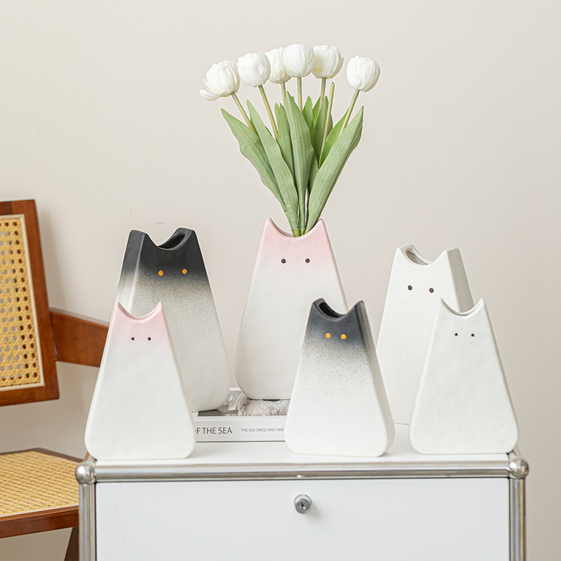 Glass Vase Nordic - Милая керамическая ваза в форме кошки,