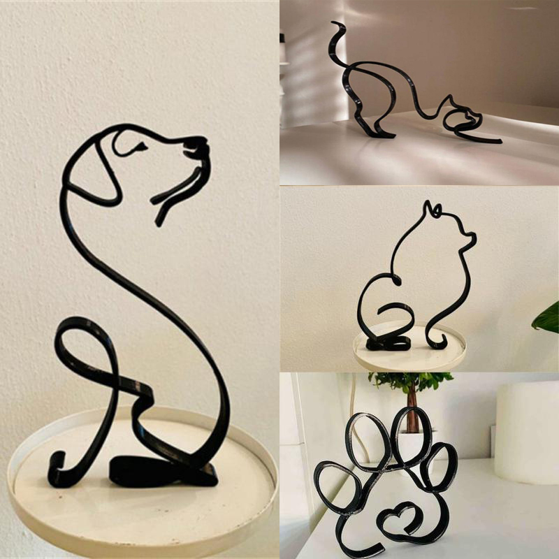 Home Decor Y2K - Художественная скульптура собаки, металлическая собака, абстрактное