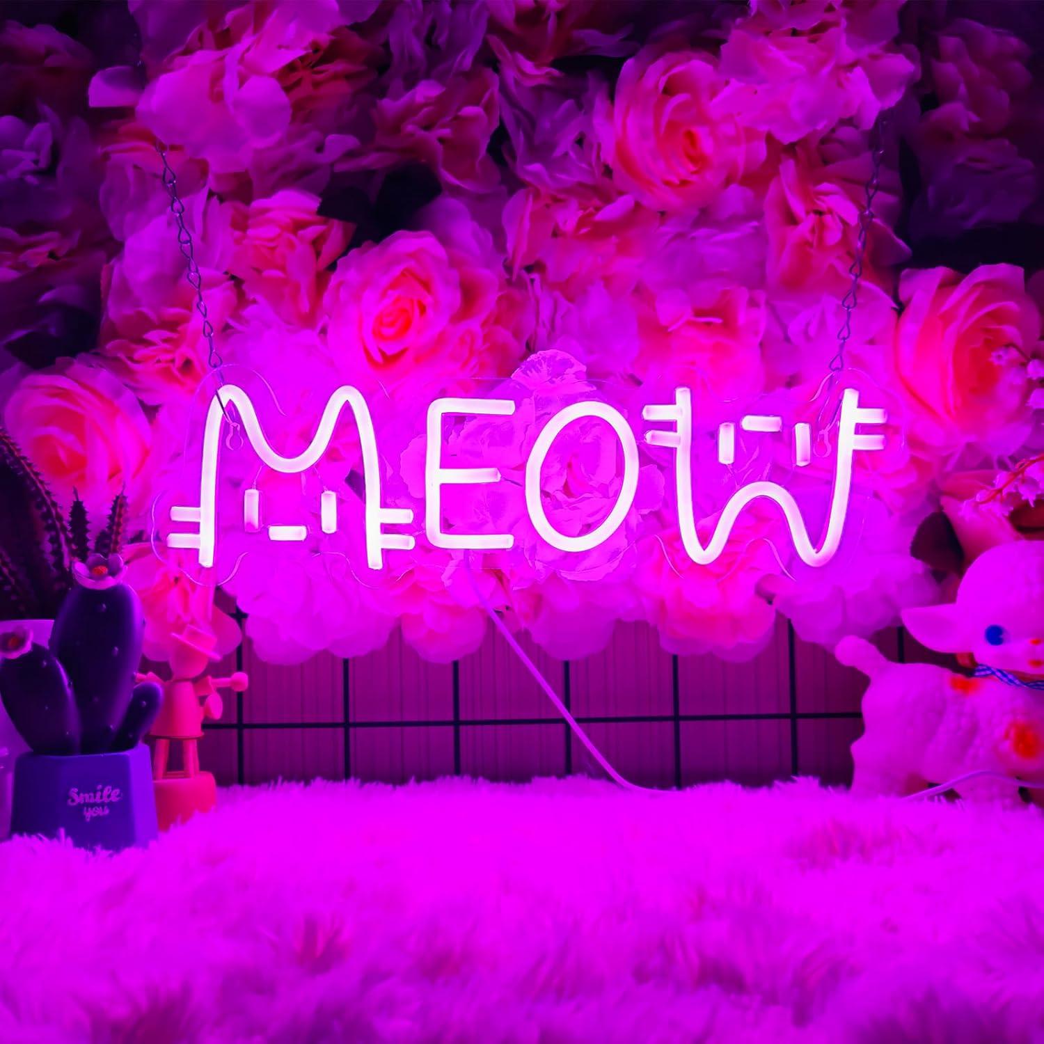 Home Decor Cat - Неоновая вывеска «Мяу» в виде кошки,