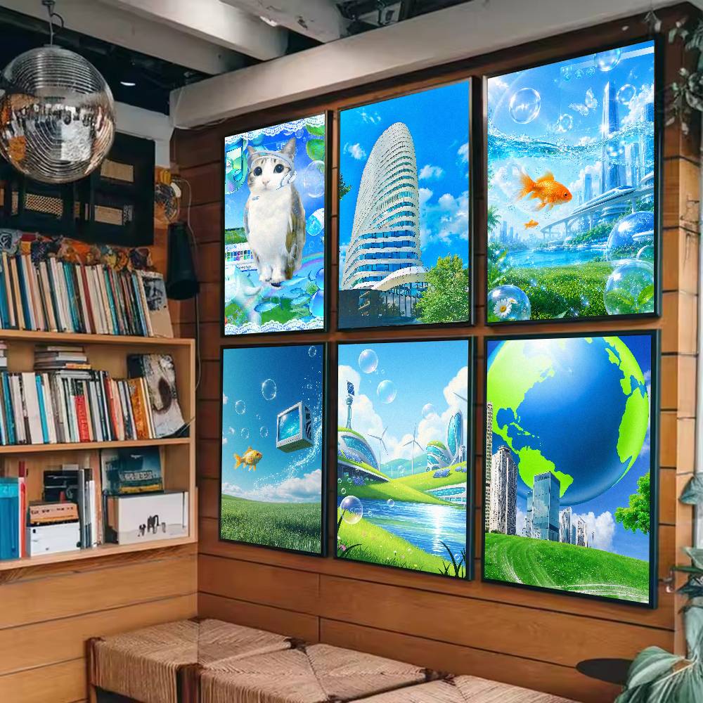Home Decor Y2K - Постер Frutiger Aero Style, ярко-голубое небо,