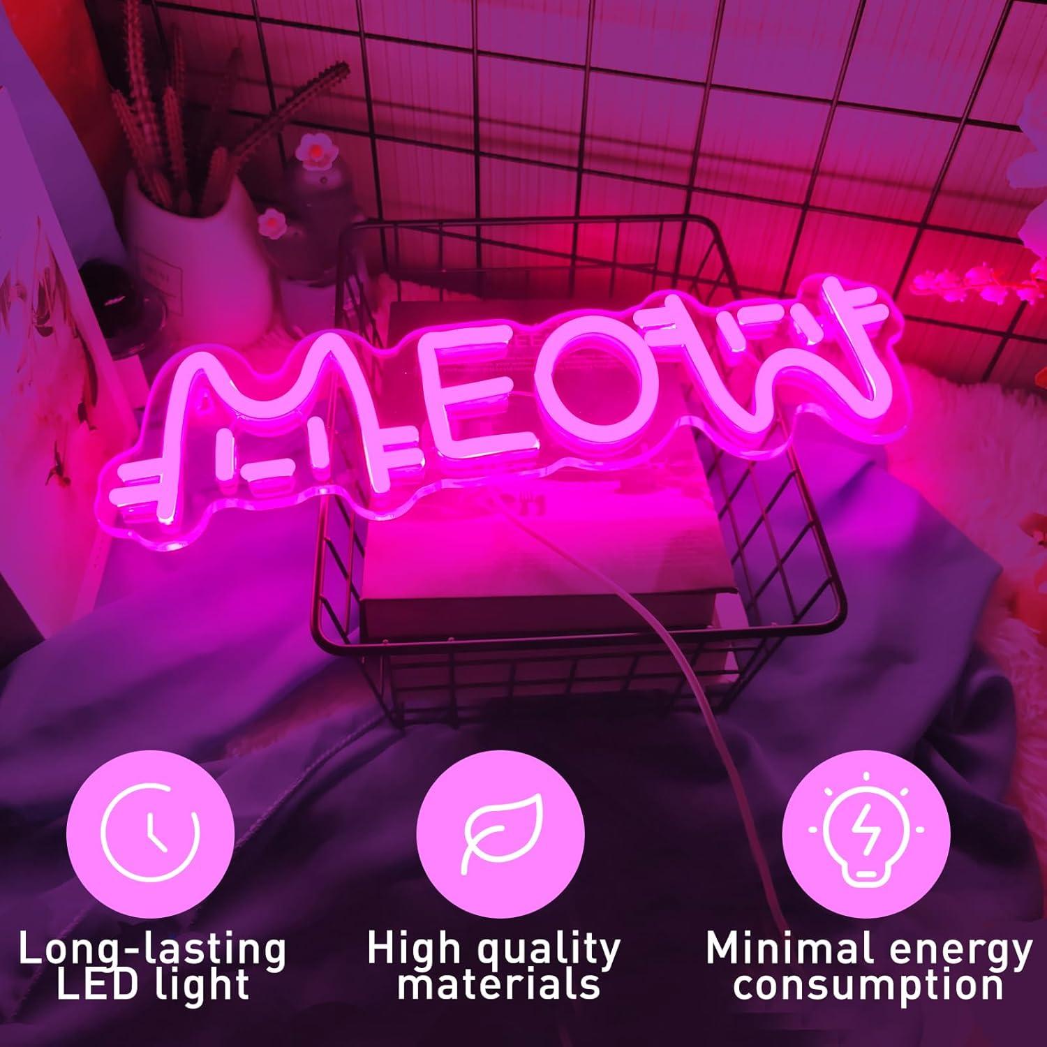 Неоновая вывеска «Мяу» в виде  – обзор и цена Home Decor Cat